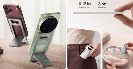Put that large iPhone Duo screen on display with this metal fold-flat stand