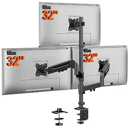 PUTORSEN Triple Monitor Desk Mount for up to 32" Screens w/ Gas Spring Arms