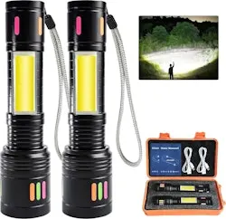 Rechargeable 1000-Lumen LED Flashlight 2-Pack