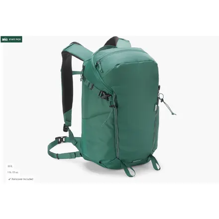 REI Co-op Ruckpack 30 Hiking Daypack w/ Raincover (Jasper Green, XL-4XL)