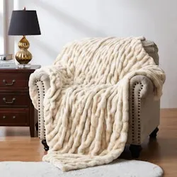 Ruched Faux Fur 50" x 60" Throw Blanket