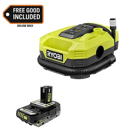 RYOBI ONE+ 18V Cordless 160 PSI Dual Function Inflator/Deflator + 2.0 Ah Battery