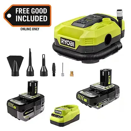 RYOBI ONE+ Cordless Inflator/Deflator w/ 4Ah & 2Ah Batteries & Charger