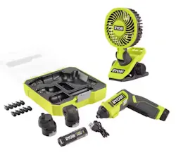 Ryobi USB Multi-Head Screwdriver Kit w/ Cordless Clamp Fan, 10-Pc. Bit Set