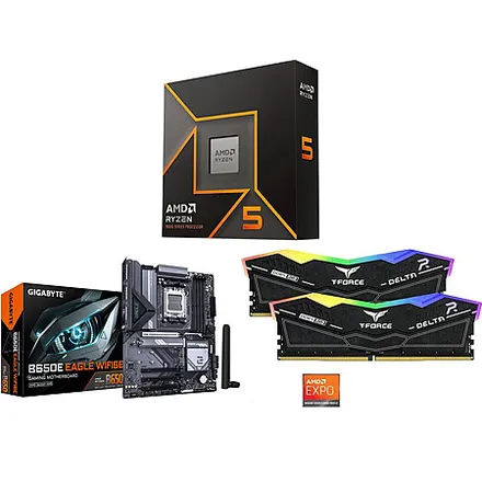 Ryzen 5 9600X CPU + Gigabyte B650E EAGLE WIFI6E MB + 32GB Team RAM + More