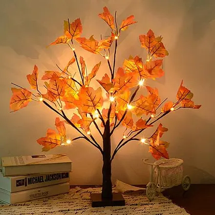 S-Union 20" Lighted Battery Artificial Maple Tree w/ 24 LEDs