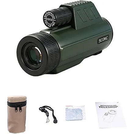 SCOKC 10x32 Compact Waterproof Monocular Telescope (2 Colors)
