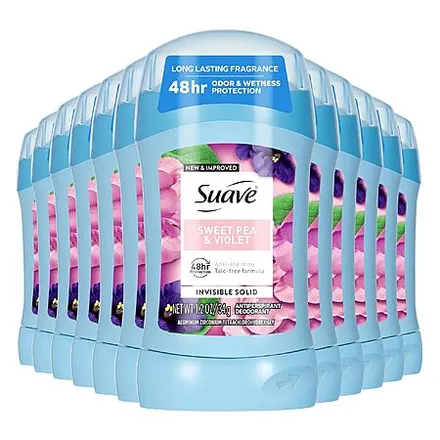 Select Locations: 12-Pk 1.2oz Suave Women's Invisible Deodorant (Sweet Pea & Violet)