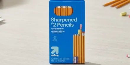 Sharpened Pencils 50-Count w/ Eraser Caps & Sharpener Kit