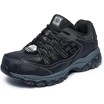 Skechers Men's Cankton Steel Toe Lace Up (Black/Charcoal)