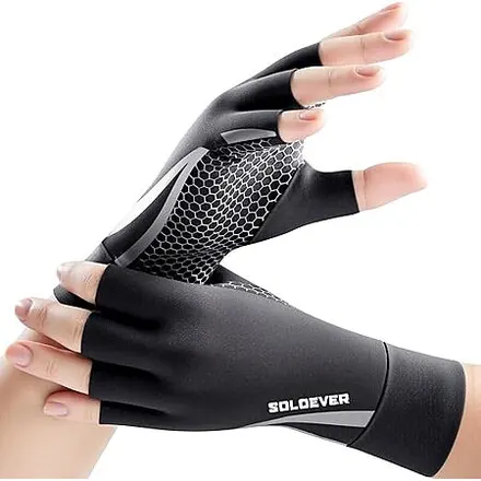 SOLOEVER Copper-Infused Fingerless Compression Arthritis Gloves w/ Non-Slip Grip