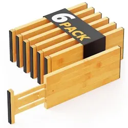 SpaceAid Bamboo 4.65" Adjustable Drawer Dividers 6-Pack