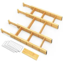 SpaceAid Bamboo Drawer Dividers w/ Inserts & Labels