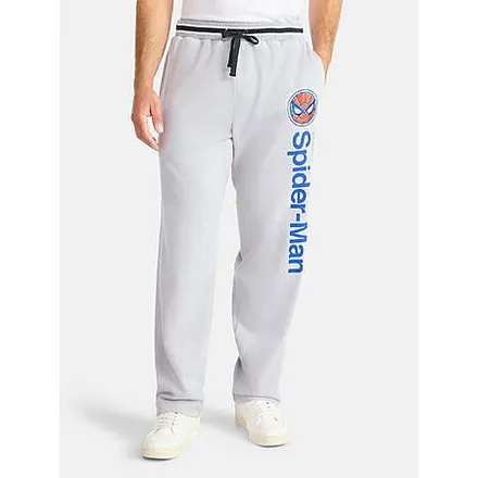 Spider-Man Men's Graphic Sweatpants w/ Embroidered Patch (Grey)