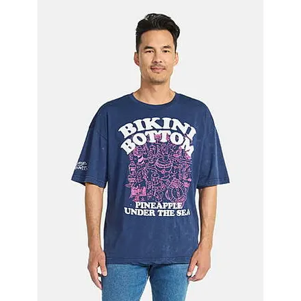 SpongeBob SquarePants Men's Bikini Bottom Graphic Tee (Navy)