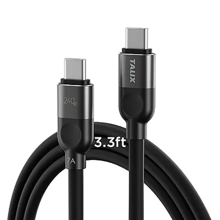 TALIX 240W USB-C to USB-C Fast Charging Cable: 10' $9.50; 6.6' $7.60; 3.3'