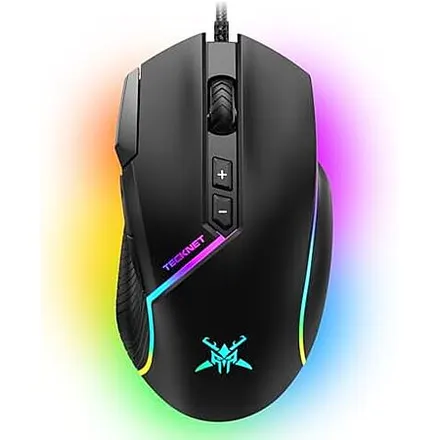 TECKNET Wired 8 Button 12800 DPI Optical RGB Gaming Mouse