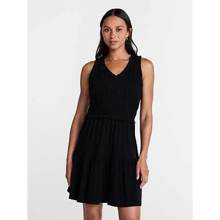 Time and Tru Women's Smocked Sleeveless Mini Dress w/ Ruffle Trim (Select Sizes)
