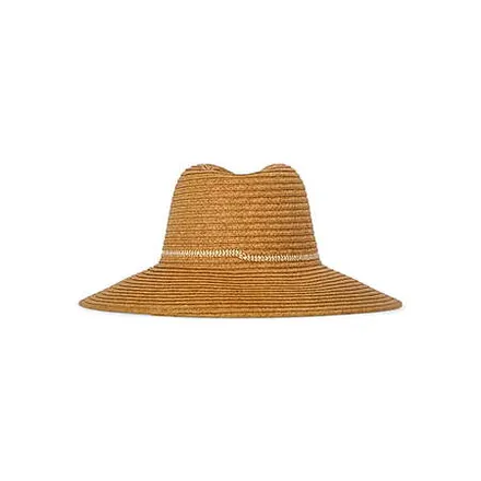 Time and Tru Women's Wide Brim Panama Hat (Dark Natural)