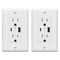 Topgreener USB Wall Outlet 2-Pack