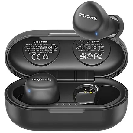 TOZO nybuds-Dots Mini Earbuds Wireless Headphones w/ Noise Cancel Mic (Black)