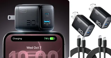 two 30W USB-C wall chargers with cables