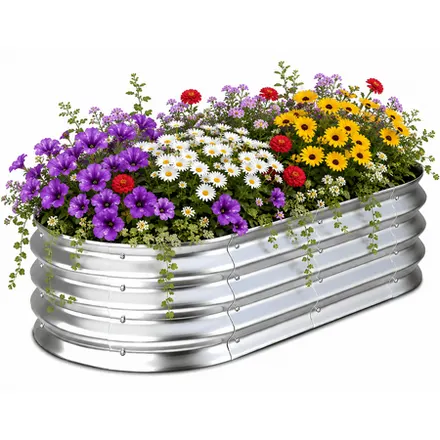 UNTIMATY 4' x 2' x 1' Galvanized Steel Raised Garden Bed (Silver)