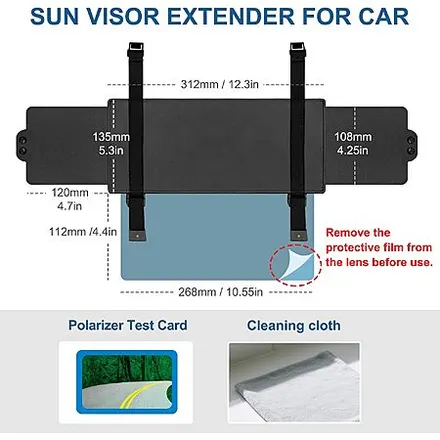 Veharvim UV400 Polarized Anti-Glare Car Sun Visor Extender