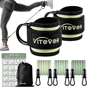 Vitever Ankle Resistance Bands w/ Cuffs & Carrying Bag (10 + 20 + 30lbs)