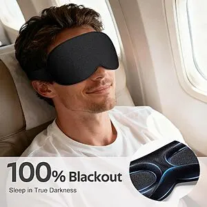 Vynix 3D Blackout Contoured Sleep Mask for Side Sleepers (Black)