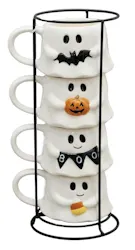 Way To Celebrate Halloween Ghost Stack Ceramic Mug Set