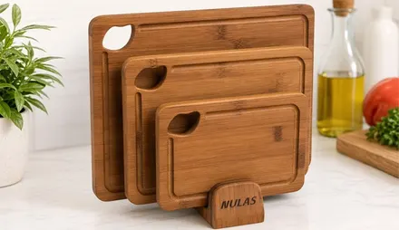 Wood Cutting Board Set w/ Stand