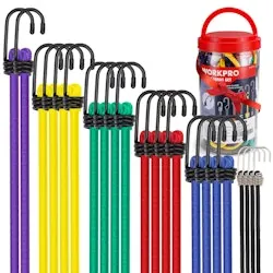 WorkPro Heavy Duty Bungee Cords w/ Hooks 22-Piece Set