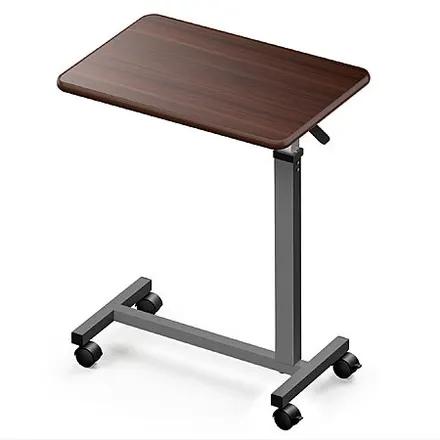 WOTURE Pneumatic Adjustable Overbed Bedside Table w/ Wheels