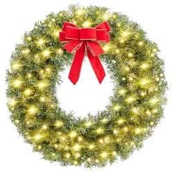 Yaheetech 30" Pre-Lit Artificial Christmas Wreath